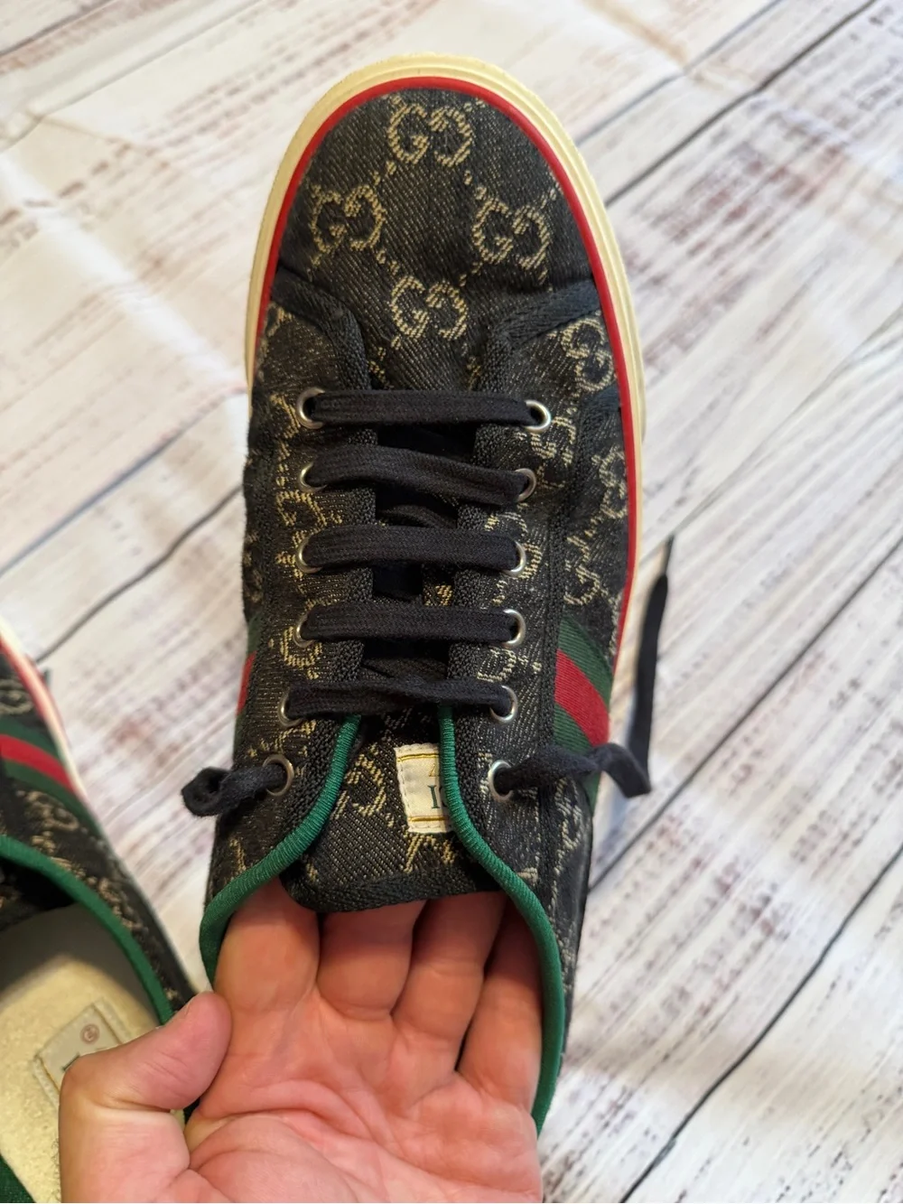 Gucci Tennis 1977 Authentic Black Ivory Size 9+